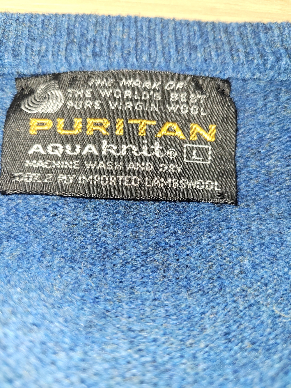 🔥Vintage Puritan Men's Heathered Blue V-Neck Sweater - Picture 3 of 3